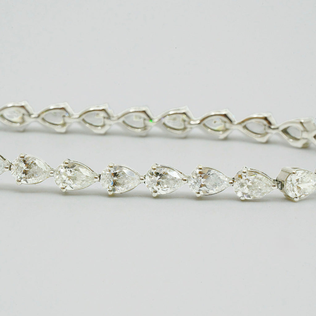Diamond Pear Cut 9ct White Gold Tennis Bracelet - 9ct diamond weight