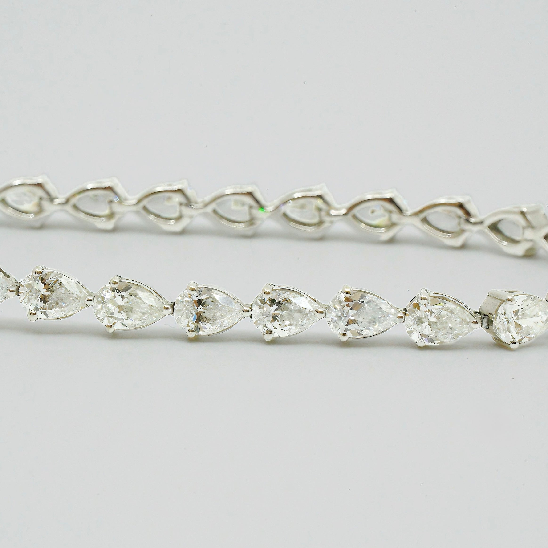 Diamond Pear Cut 9ct White Gold Tennis Bracelet - 9ct diamond weight