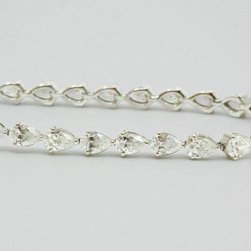 Diamond Pear Cut 9ct White Gold Tennis Bracelet - 9ct diamond weight